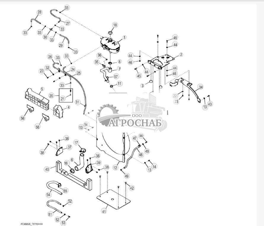 Кожух вентилятора и шланги (двигатель 4045TT096) ( 